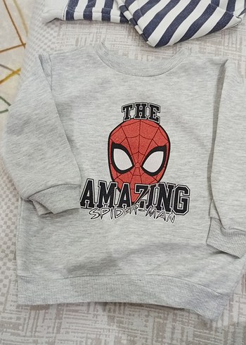 Örümcek Adam Baskılı Erkek Çocuk Gri Sweatshirt - Görsel 2