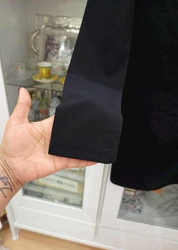 Siyah Drapeli Uzun Kollu Midi Elbise - Görsel 5