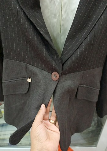 Düğmeli Kahverengi Kadın Blazer Ceket - Görsel 4