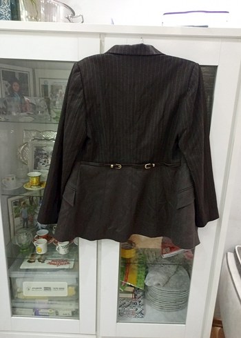 Düğmeli Kahverengi Kadın Blazer Ceket - Görsel 9