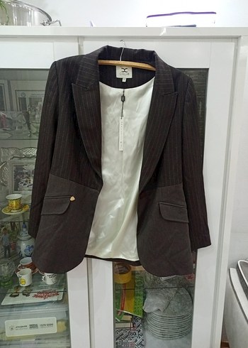 Düğmeli Kahverengi Kadın Blazer Ceket - Görsel 3