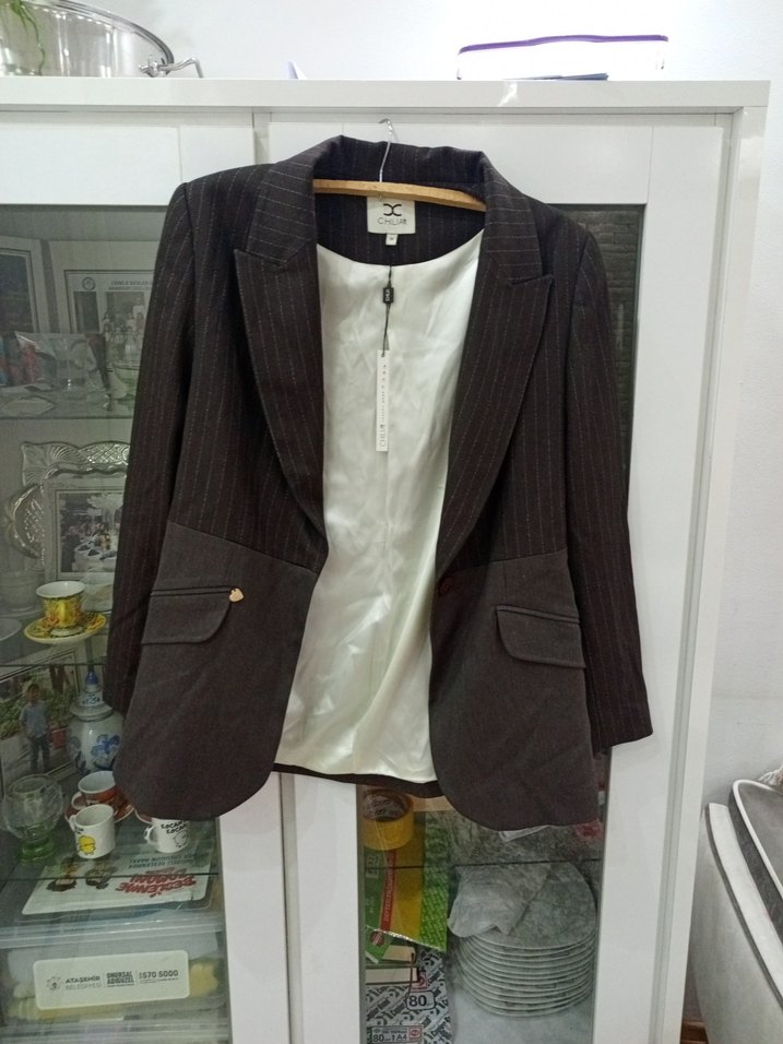 Düğmeli Kahverengi Kadın Blazer Ceket - Görsel 3