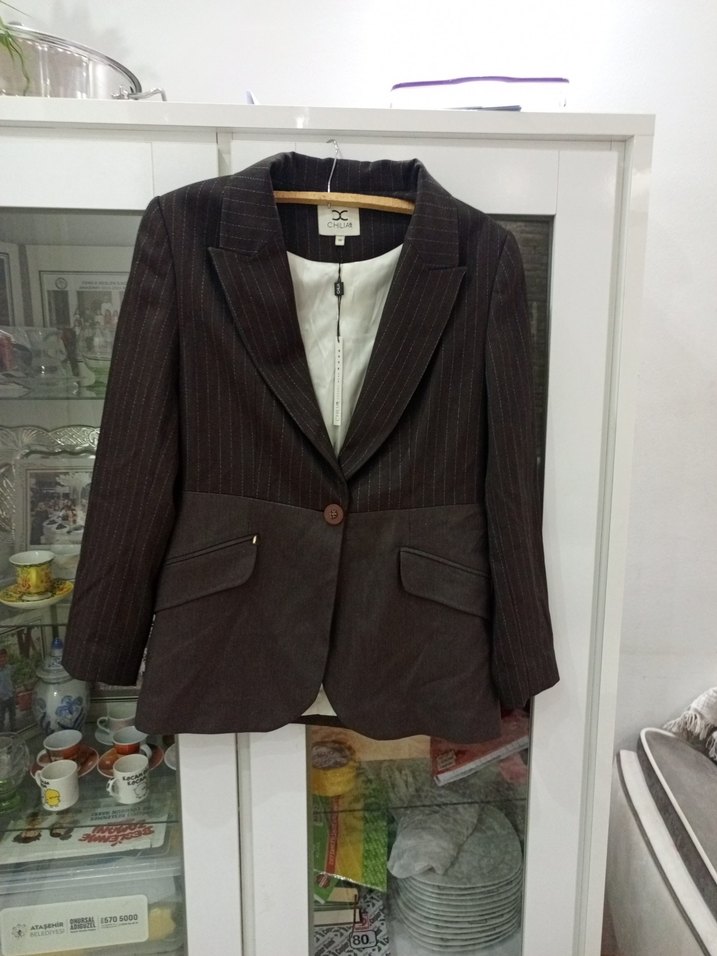 Düğmeli Kahverengi Kadın Blazer Ceket - Görsel 2