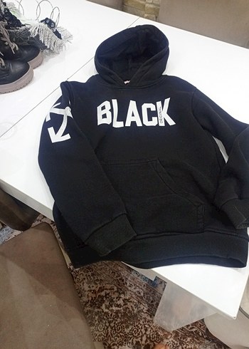 Siyah Baskılı erkekSweatshirt - Görsel 4