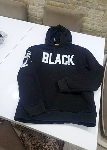 Siyah Baskılı erkekSweatshirt - Görsel 7