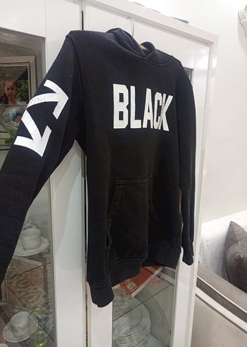 Siyah Baskılı erkekSweatshirt - Görsel 8