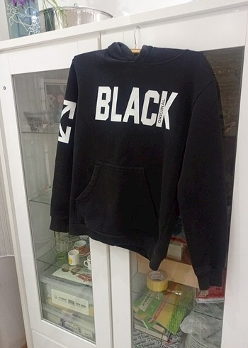 Siyah Baskılı erkekSweatshirt - Görsel 3