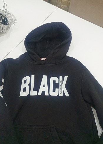 Siyah Baskılı erkekSweatshirt - Görsel 5