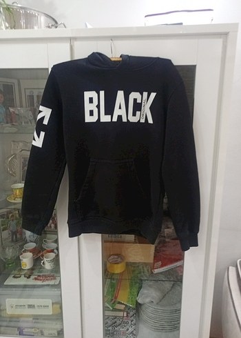 Siyah Baskılı erkekSweatshirt - Görsel 2