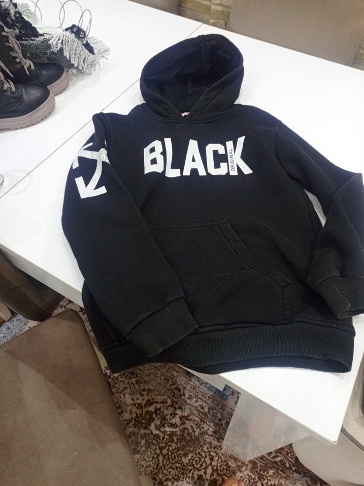 Siyah Baskılı erkekSweatshirt - Görsel 4