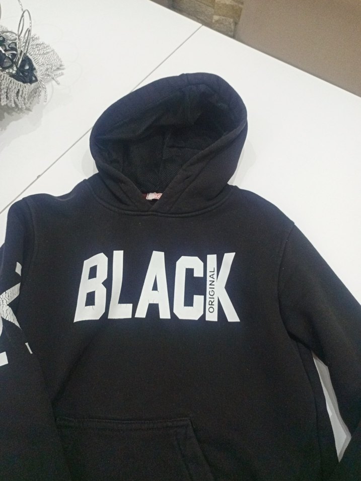 Siyah Baskılı erkekSweatshirt - Görsel 5