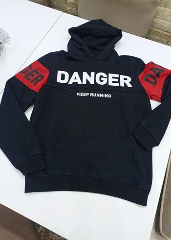 Siyah Erkek Çocuk Sweatshirt - DANGER Baskılı - Görsel 6