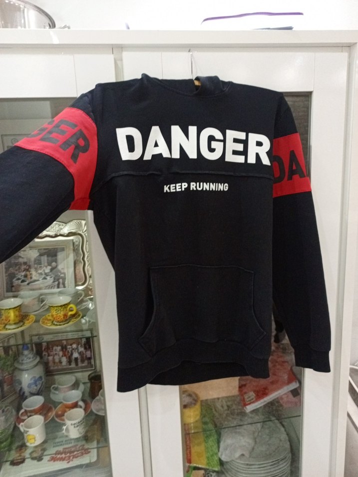 Siyah Erkek Çocuk Sweatshirt - DANGER Baskılı - Görsel 2