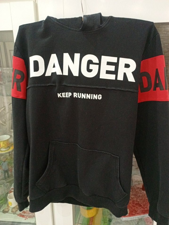 Siyah Erkek Çocuk Sweatshirt - DANGER Baskılı - Görsel 3