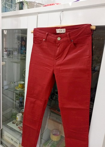 Kırmızı Kadın Midi Kumaş Pantolon - Görsel 3