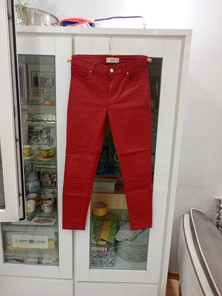 Kırmızı Kadın Midi Kumaş Pantolon - Görsel 2