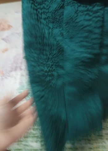 Yeşil Parlak kendinden desenli elbise
 Fermuarlı diz hizasında - Görsel 5