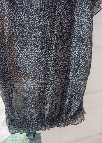 leopar renkli Fırfırlı Desenli Kadın Bluz - Görsel 8