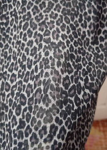 leopar renkli Fırfırlı Desenli Kadın Bluz - Görsel 5