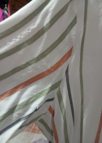 Çizgili Pamuk Kadın Gömlek - Görsel 4