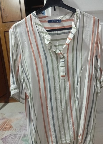 Çizgili Pamuk Kadın Gömlek - Görsel 7