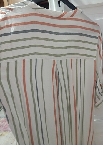 Çizgili Pamuk Kadın Gömlek - Görsel 3