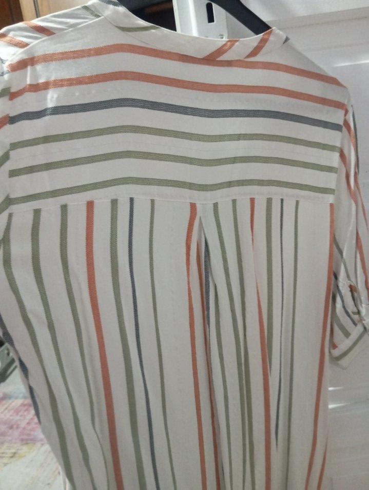 Çizgili Pamuk Kadın Gömlek - Görsel 3