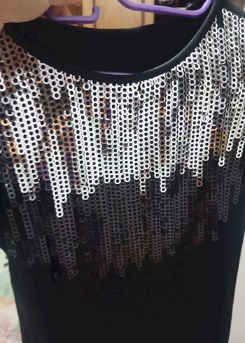 siyah pullu bluz - Görsel 5