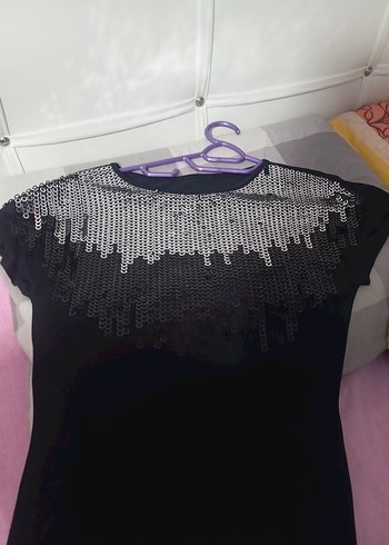 siyah pullu bluz - Görsel 3