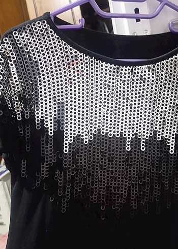 siyah pullu bluz - Görsel 2