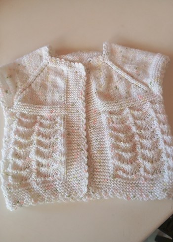 Beyaz Örgü Kız Çocuk Vintage Yelek - Görsel 8