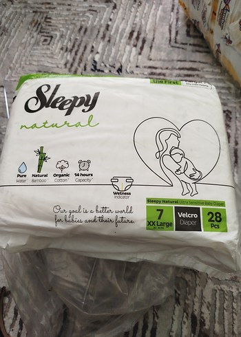 6 Beden: 16+ kg Beden Sleepy Natural XXLarge 28'li Bebek Bezi
