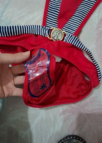 Kırmızı Zebra Desenli Askılı Mayo - Görsel 2