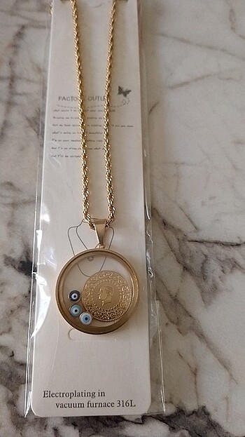 ÇELİK TAM ALTIN UYUMLU KOLYE 