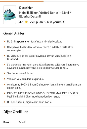 Decathlon Nabaiji Çocuk havuz bonesi - Görsel 3