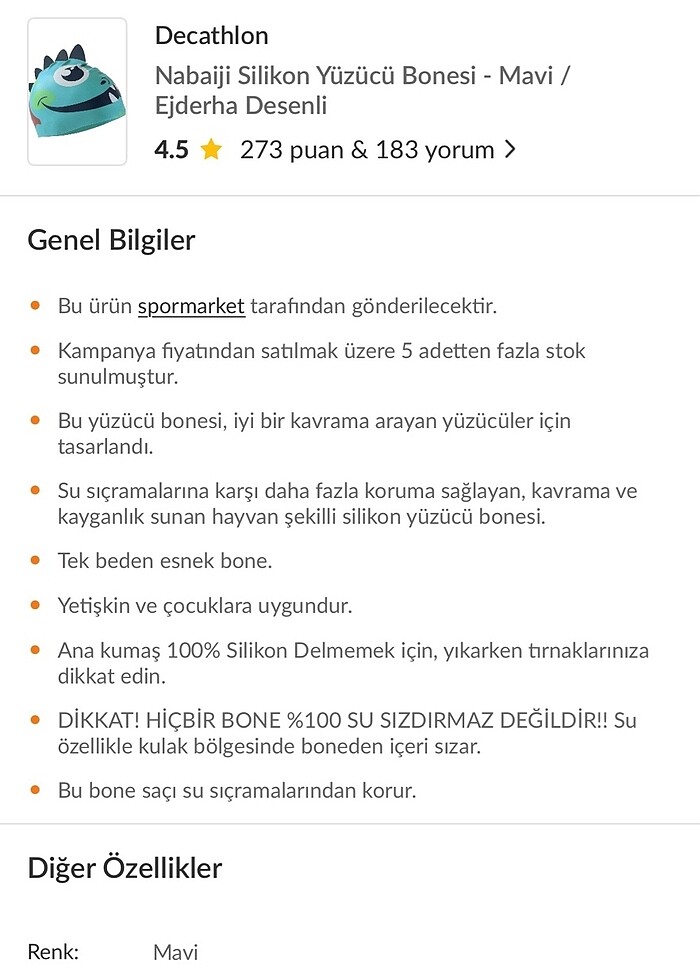 Decathlon Nabaiji Çocuk havuz bonesi - Görsel 3