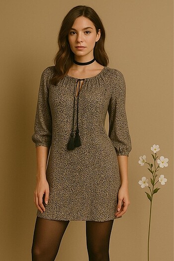 Leopar desenli tunik / mini elbise