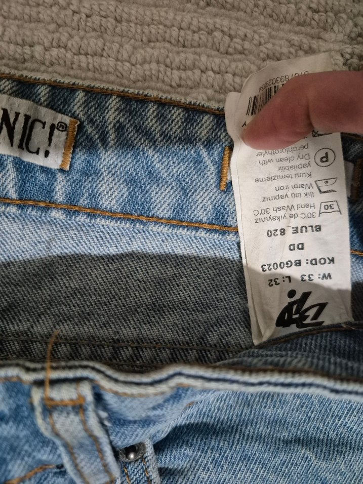 Gri Desenli Rahat Kesim erkek Kot Pantolon 33 32 beden - Görsel 3