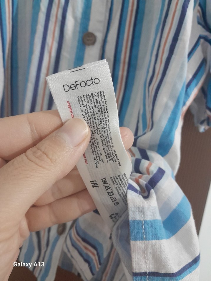 Mavi Bağcıklı V Yaka Keten Kız çocuk Gömlek - Görsel 2