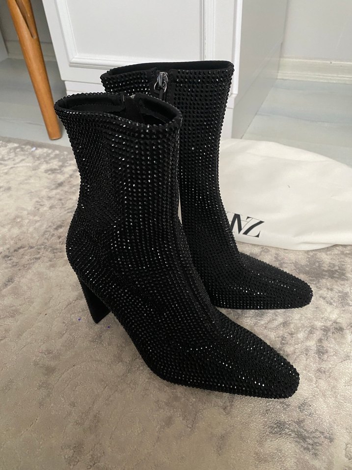 Zara Parlak Taşlı Stiletto Topuklu Bot - Görsel 2