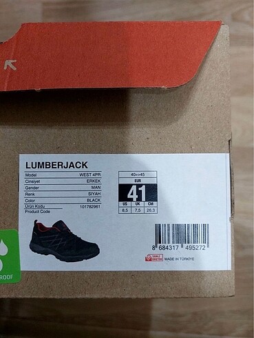 41 Beden siyah Renk Lumberjack WEST 4PR Siyah Erkek Ayakkabı
