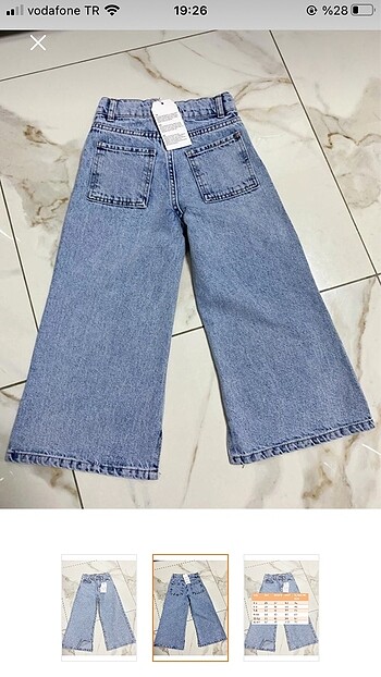 Zara Mavi bol paça denim pantolon