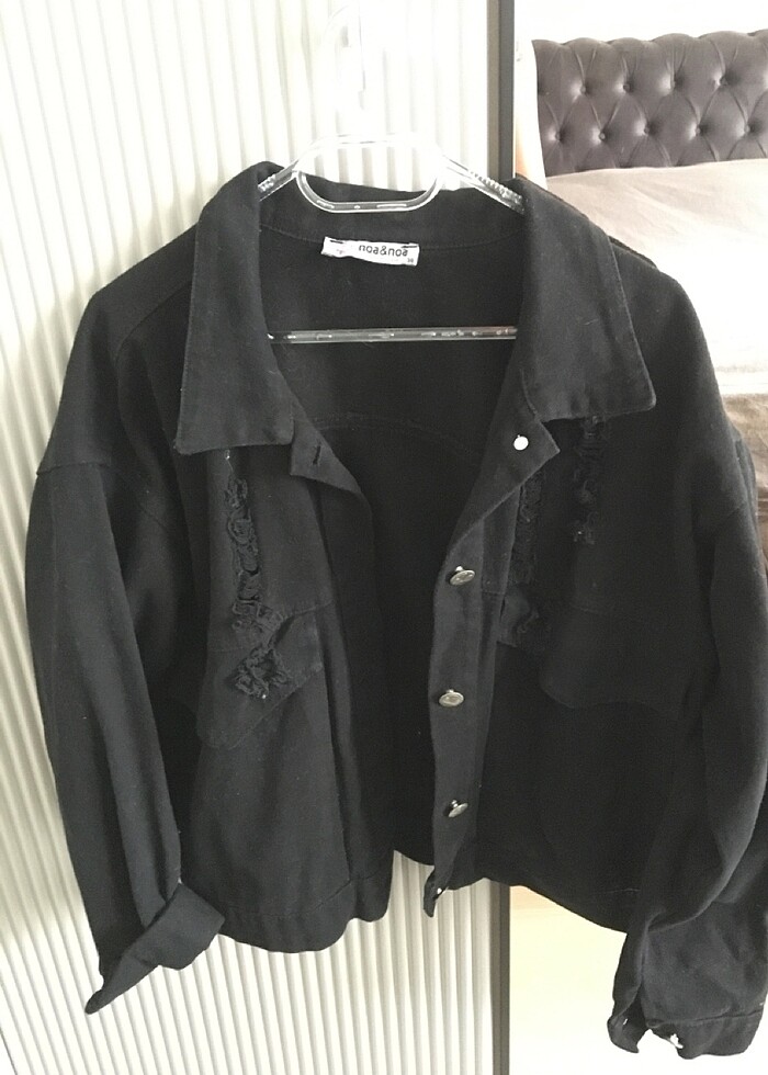 Yırtık Kot ceket s m beden uyumlu - Görsel 2