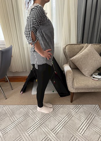 Gri Kareli Bluz - Görsel 2