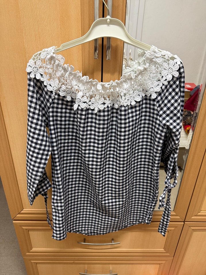 Gri Kareli Bluz - Görsel 5