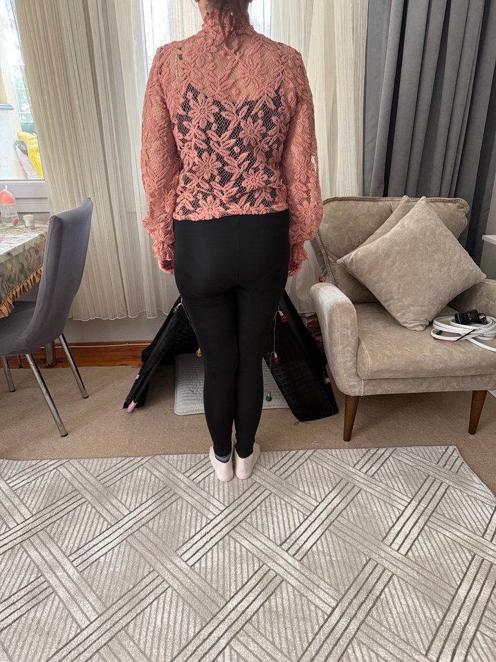 Dantel Detaylı Pembe Triko Bluz - Görsel 3