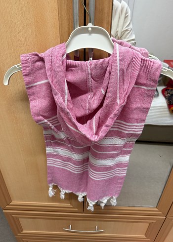 Kız Çocuk Pembe Kapüşonlu Bornoz Panço - Görsel 3