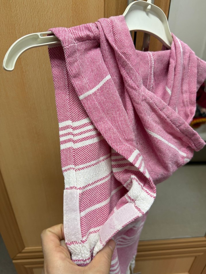 Kız Çocuk Pembe Kapüşonlu Bornoz Panço - Görsel 5