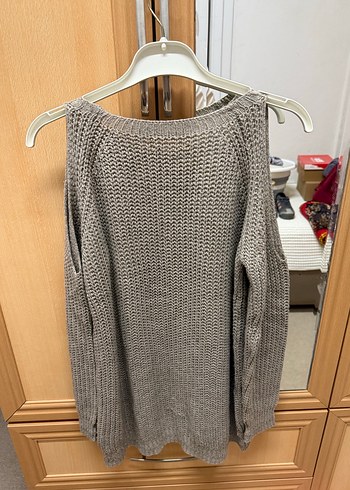 Bej Omuz Detaylı Triko Kadın Kazak - Görsel 5