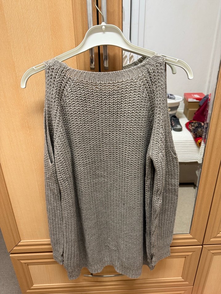 Bej Omuz Detaylı Triko Kadın Kazak - Görsel 5